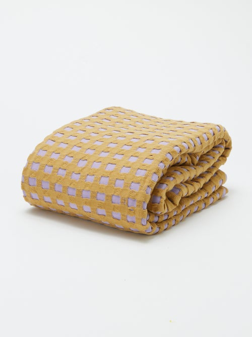 Tweekleurig dekentje met wafelpatroon (180 x 200 cm) - Kiabi