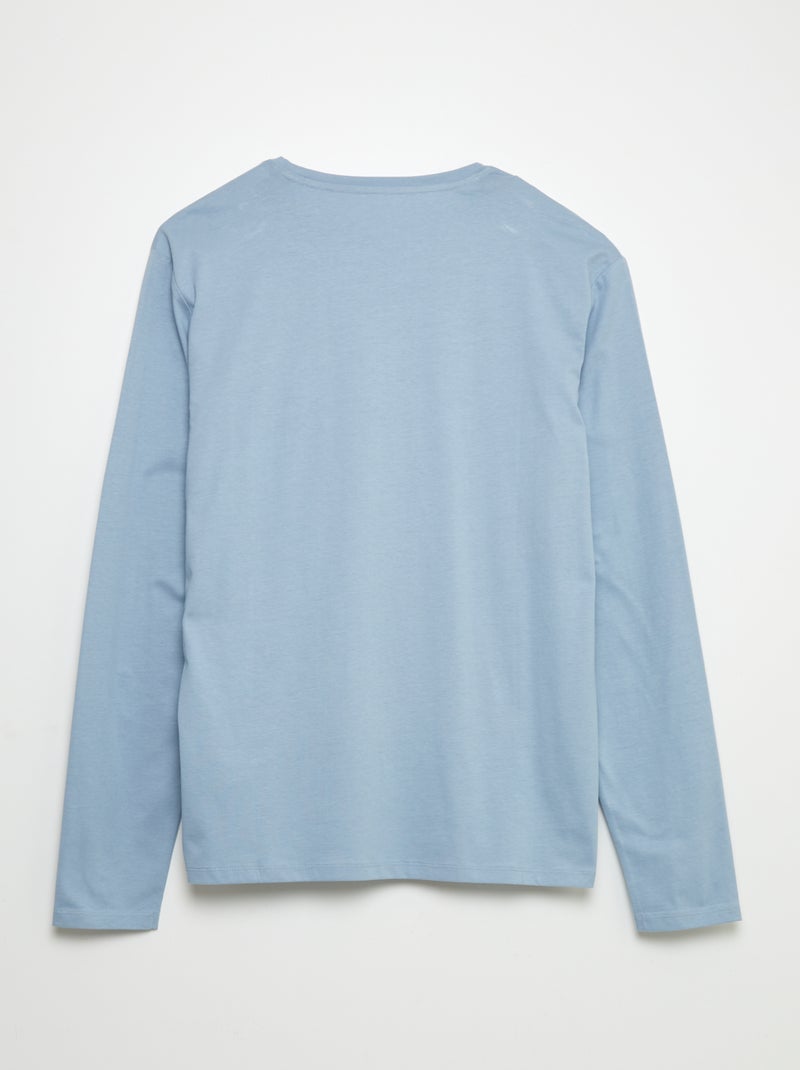 Tweekleurig T-shirt - collectie gemakkelijk aan te trekken BLAUW - Kiabi