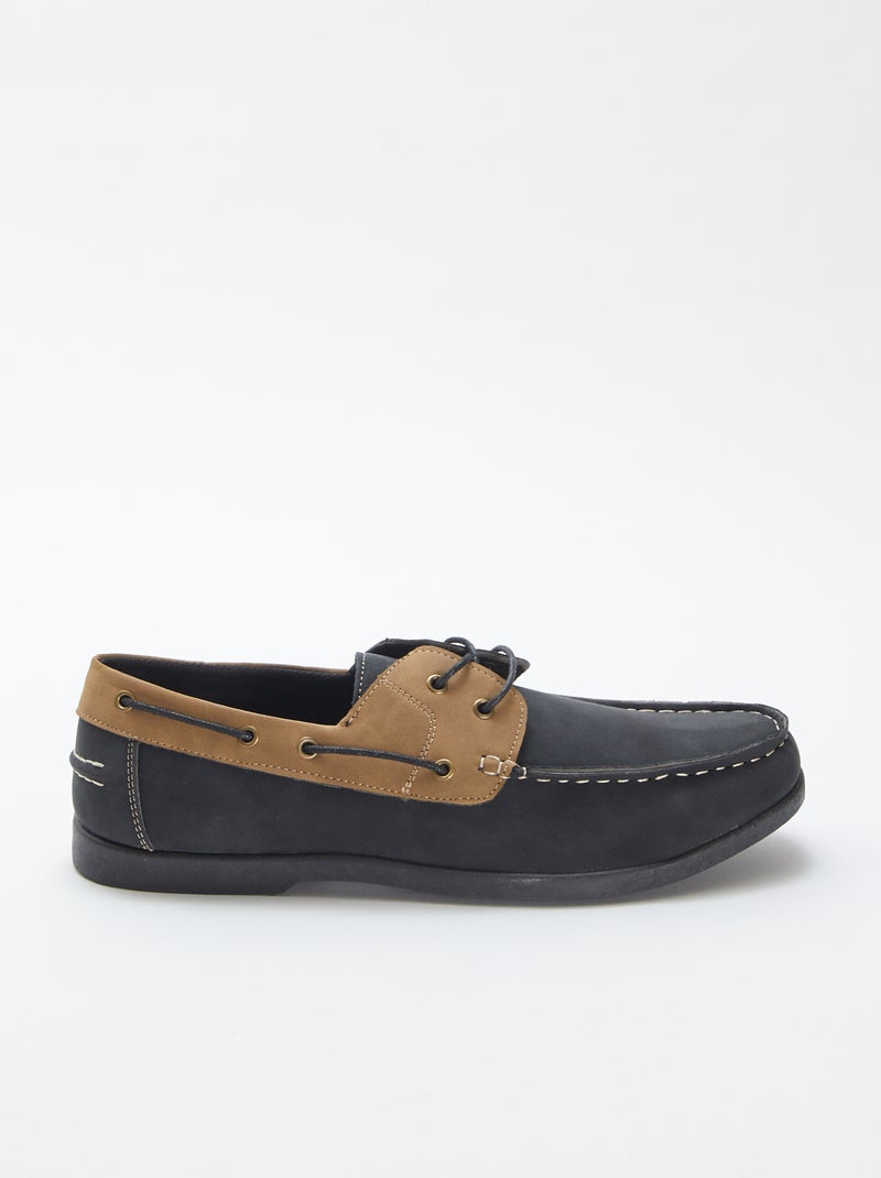 Tweekleurige bootschoenen ZWART - Kiabi