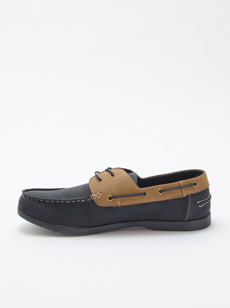 Tweekleurige bootschoenen ZWART - Kiabi