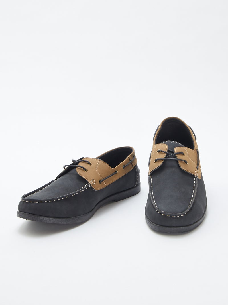 Tweekleurige bootschoenen ZWART - Kiabi