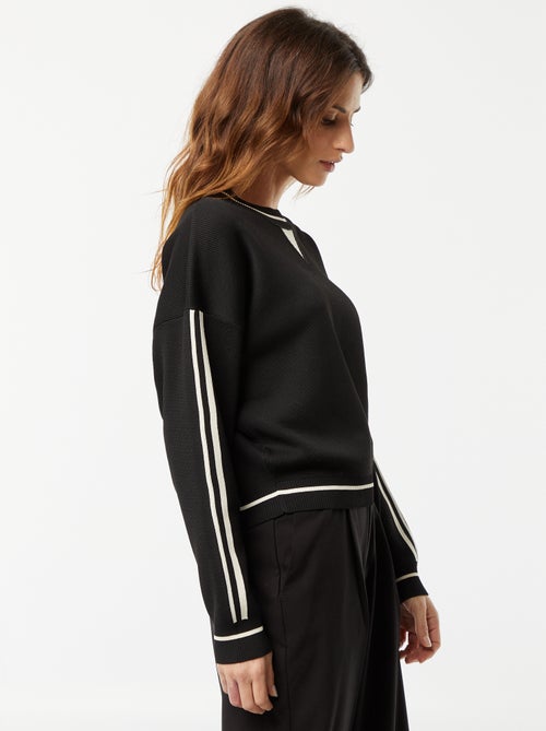 Tweekleurige, gebreide trui met fijn ribbeltje - Kiabi