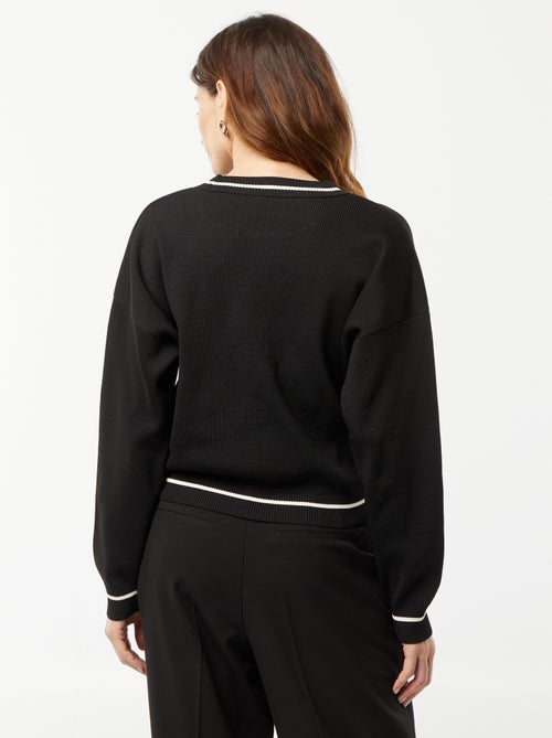 Tweekleurige, gebreide trui met fijn ribbeltje - Kiabi