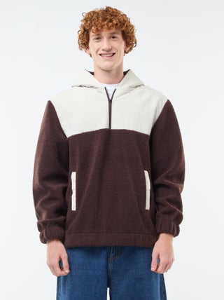 Tweekleurige hoodie met rits