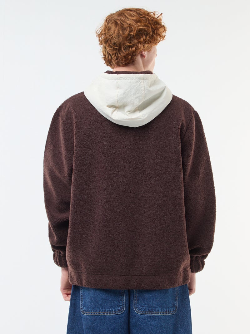 Tweekleurige hoodie met rits Biege - Kiabi