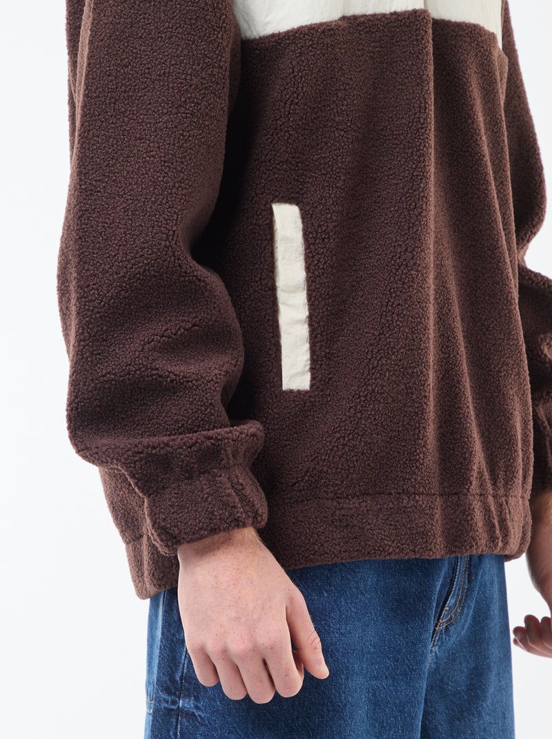 Tweekleurige hoodie met rits Biege - Kiabi