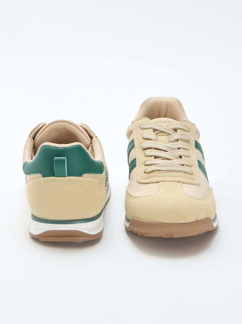 Tweekleurige lage sneakers Biege - Kiabi