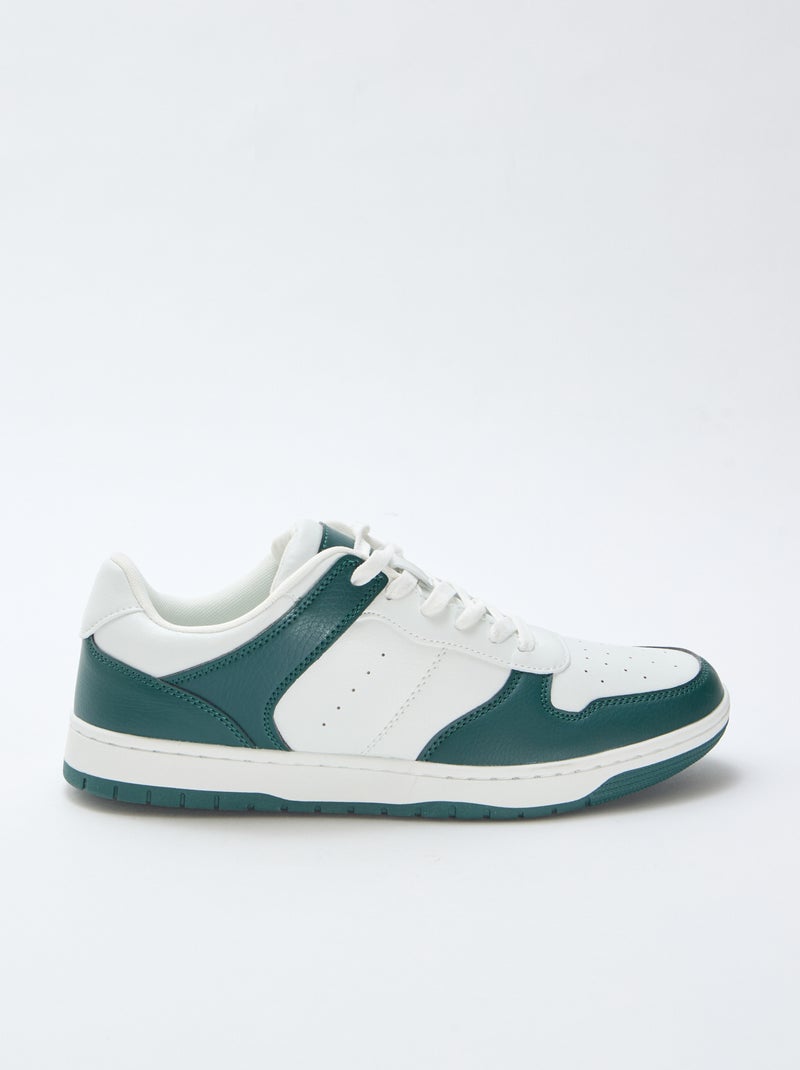 Tweekleurige lage sneakers Groen - Kiabi