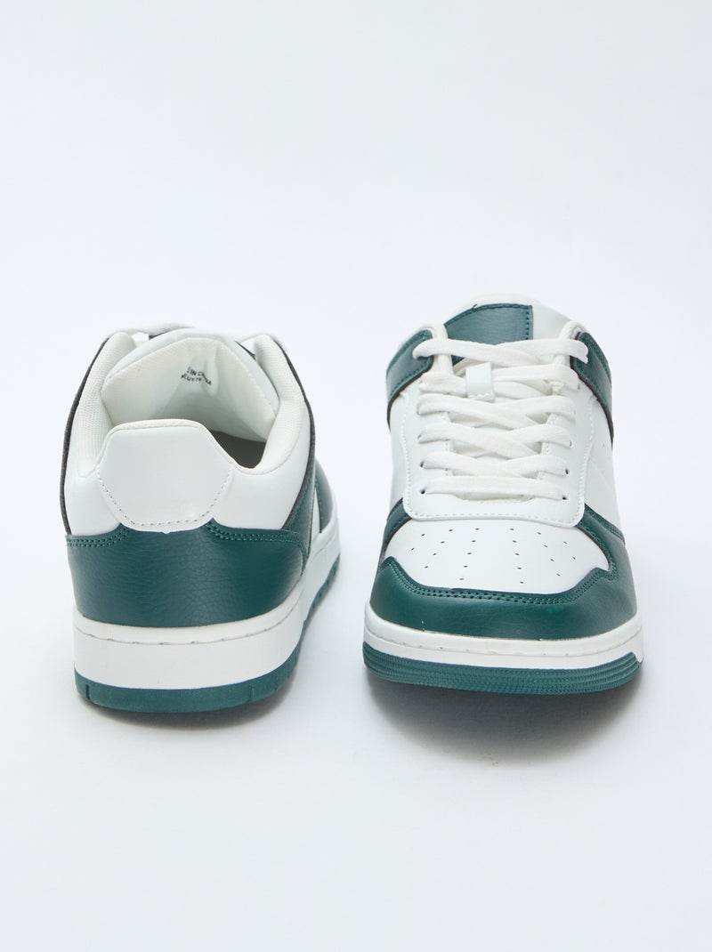 Tweekleurige lage sneakers Groen - Kiabi