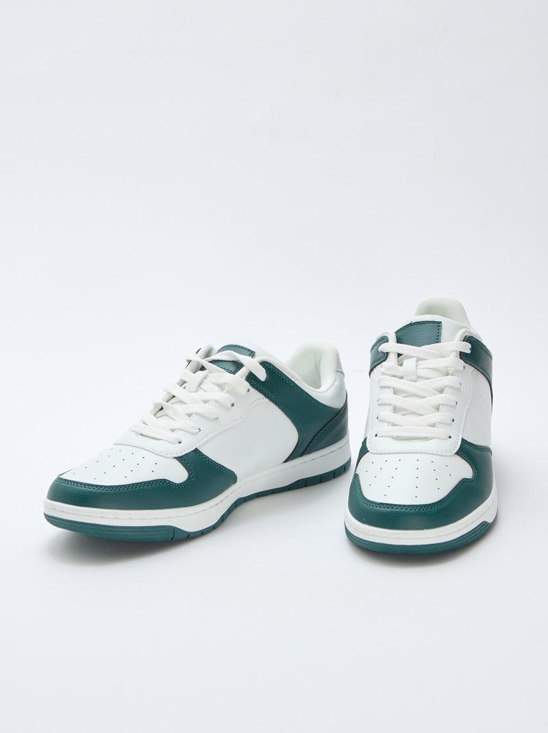 Tweekleurige lage sneakers Groen - Kiabi