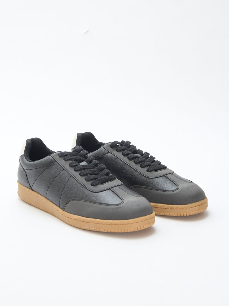 Tweekleurige, lage sneakers met veters Zwart - Kiabi