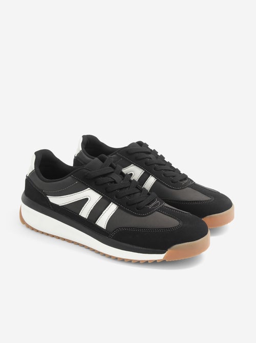 Tweekleurige lage sneakers van bimateriaal - Kiabi
