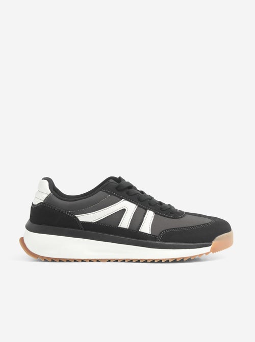 Tweekleurige lage sneakers van bimateriaal - Kiabi