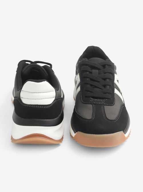 Tweekleurige lage sneakers van bimateriaal - Kiabi