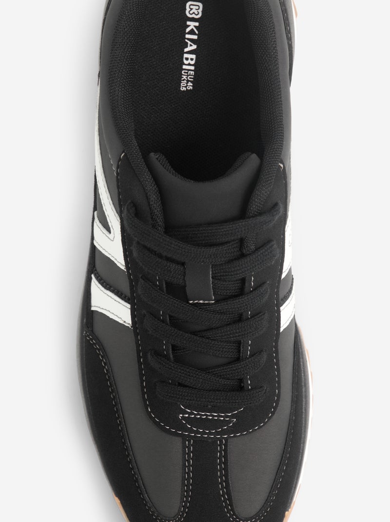 Tweekleurige lage sneakers van bimateriaal Grijs - Kiabi