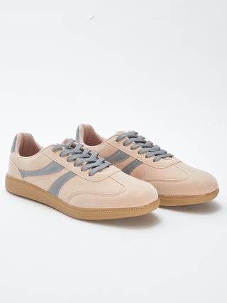 Tweekleurige, lage sneakers van stof