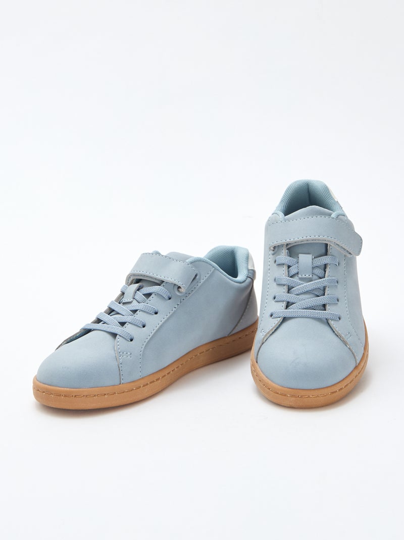 Tweekleurige lage sneakers van suèdine Blauw - Kiabi