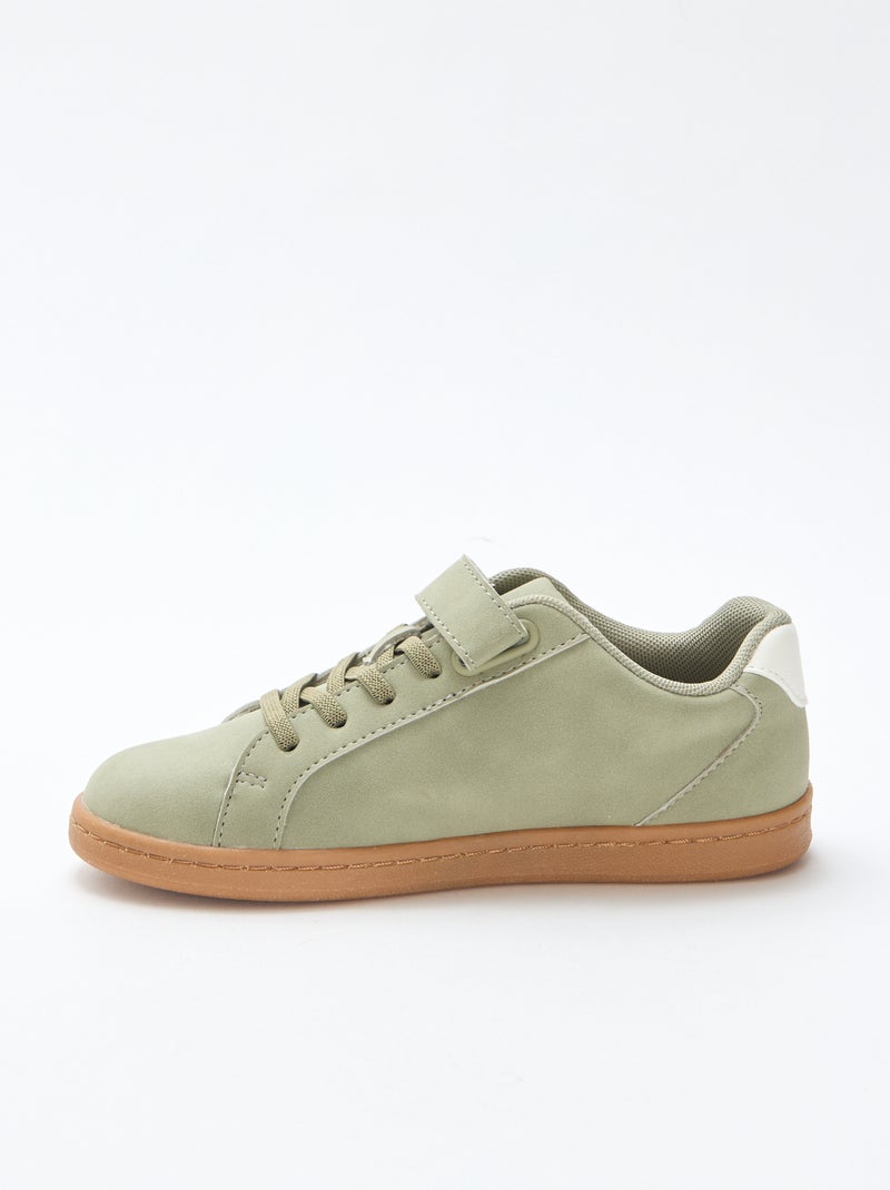 Tweekleurige lage sneakers van suèdine Groen - Kiabi