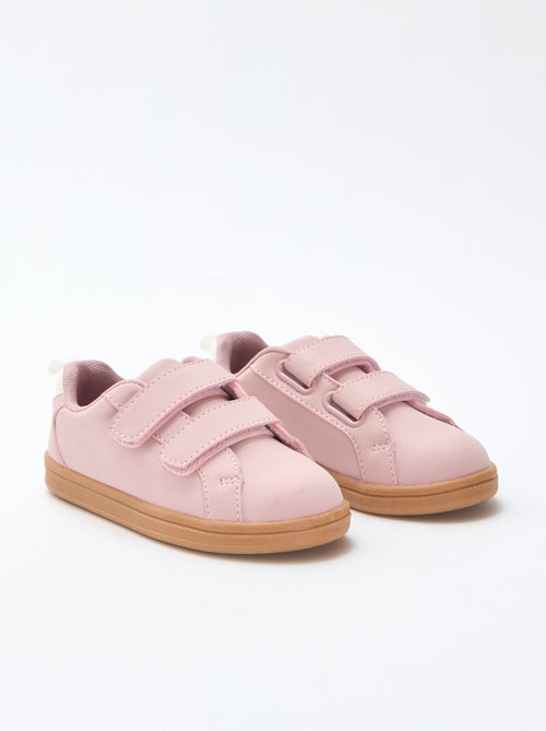 Tweekleurige lage sneakers van suèdine met klittenband - Kiabi