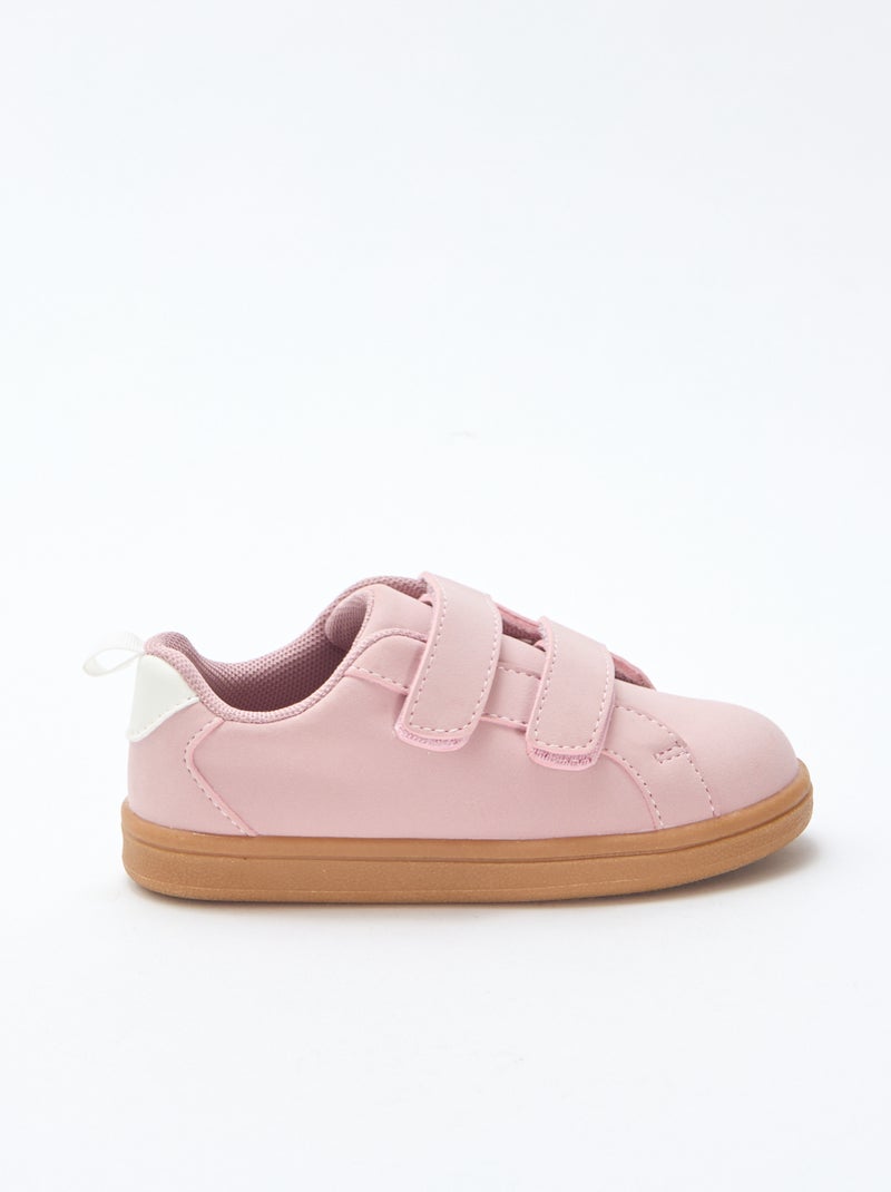 Tweekleurige lage sneakers van suèdine met klittenband Rose - Kiabi