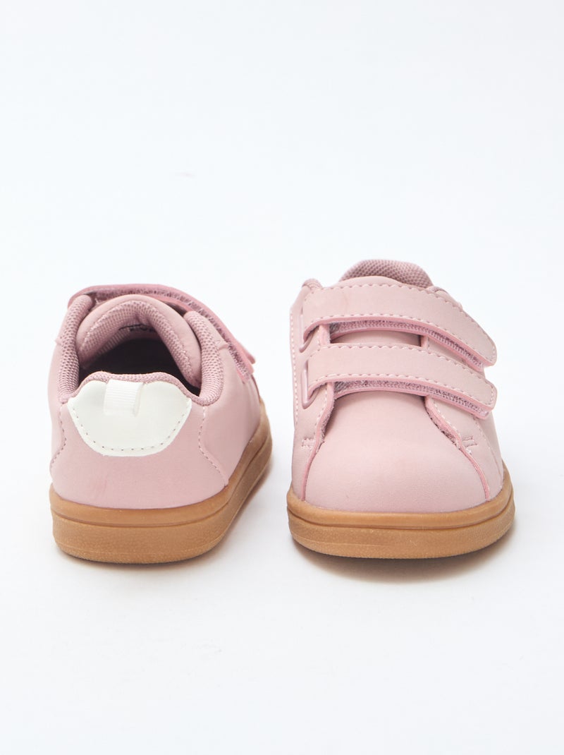 Tweekleurige lage sneakers van suèdine met klittenband Rose - Kiabi