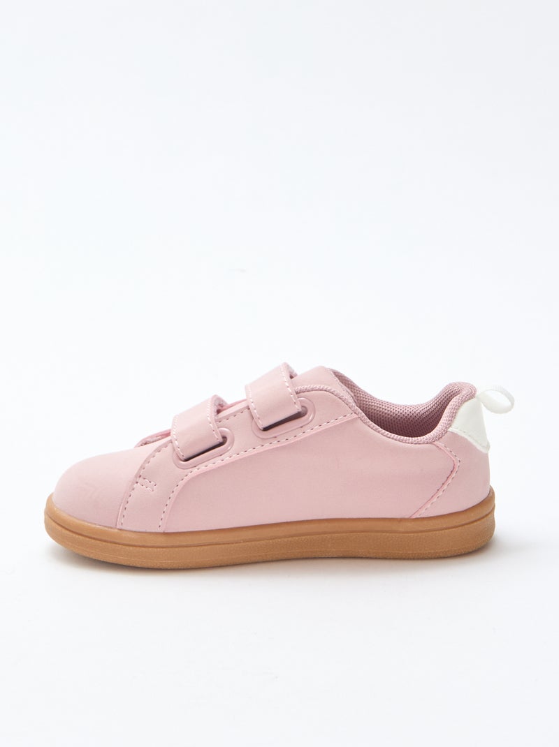 Tweekleurige lage sneakers van suèdine met klittenband Rose - Kiabi