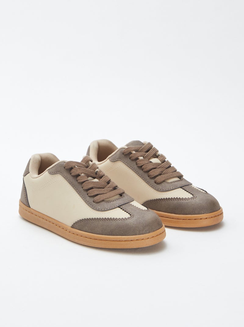 Tweekleurige, lage sneakers Wit - Kiabi