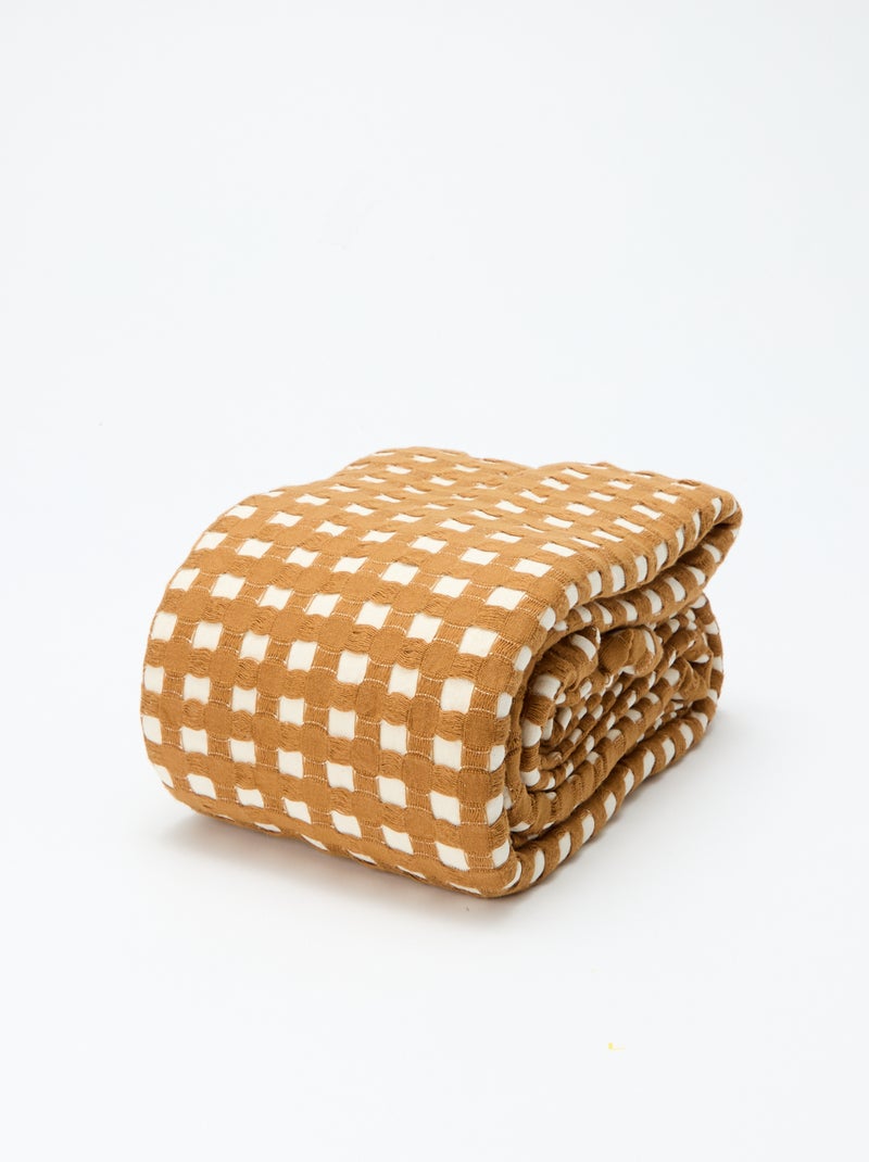 Tweekleurige plaid met gewafeld design (180 x 200 cm) Biege - Kiabi