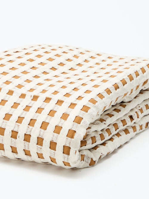 Tweekleurige plaid met gewafeld design (180 x 200 cm) - Kiabi