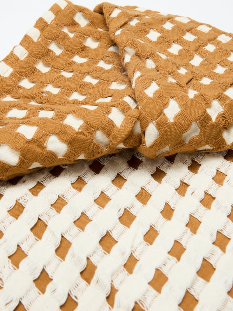 Tweekleurige plaid met gewafeld design (180 x 200 cm) Biege - Kiabi