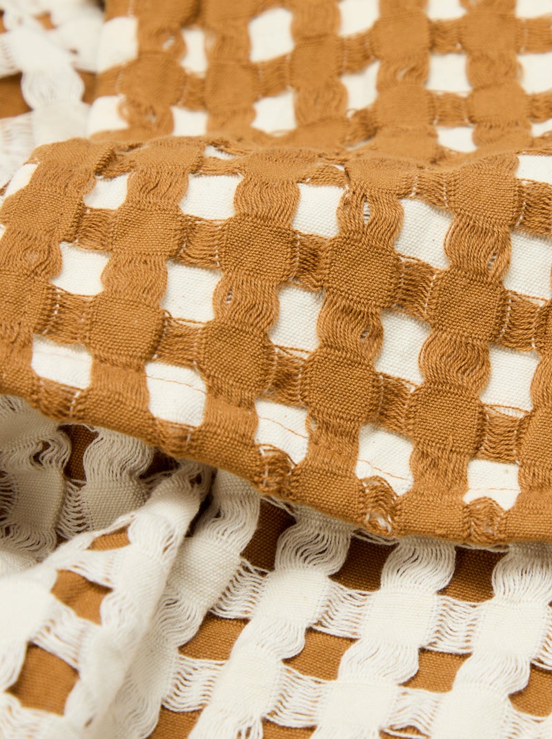 Tweekleurige plaid met gewafeld design (180 x 200 cm) Biege - Kiabi