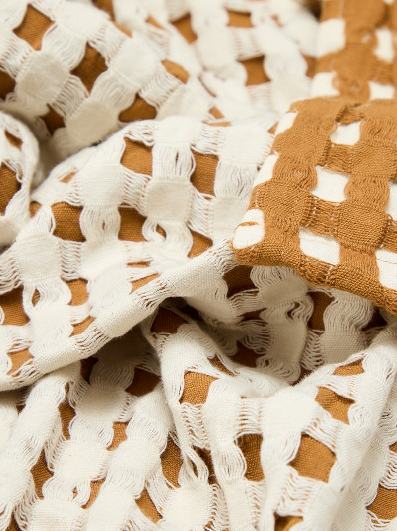 Tweekleurige plaid met gewafeld design (180 x 200 cm) Biege - Kiabi