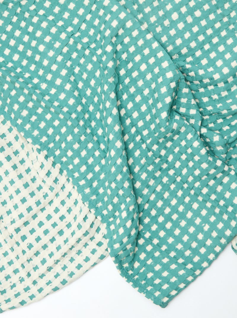 Tweekleurige plaid met gewafeld design (180 x 200 cm) Groen - Kiabi