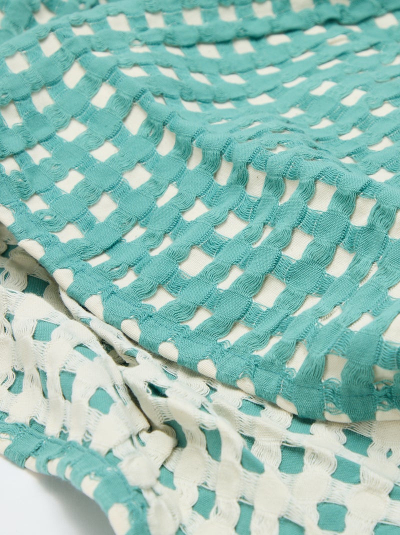 Tweekleurige plaid met gewafeld design (180 x 200 cm) Groen - Kiabi