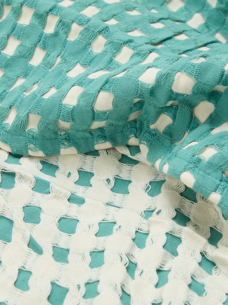 Tweekleurige plaid met gewafeld design (180 x 200 cm) Groen - Kiabi