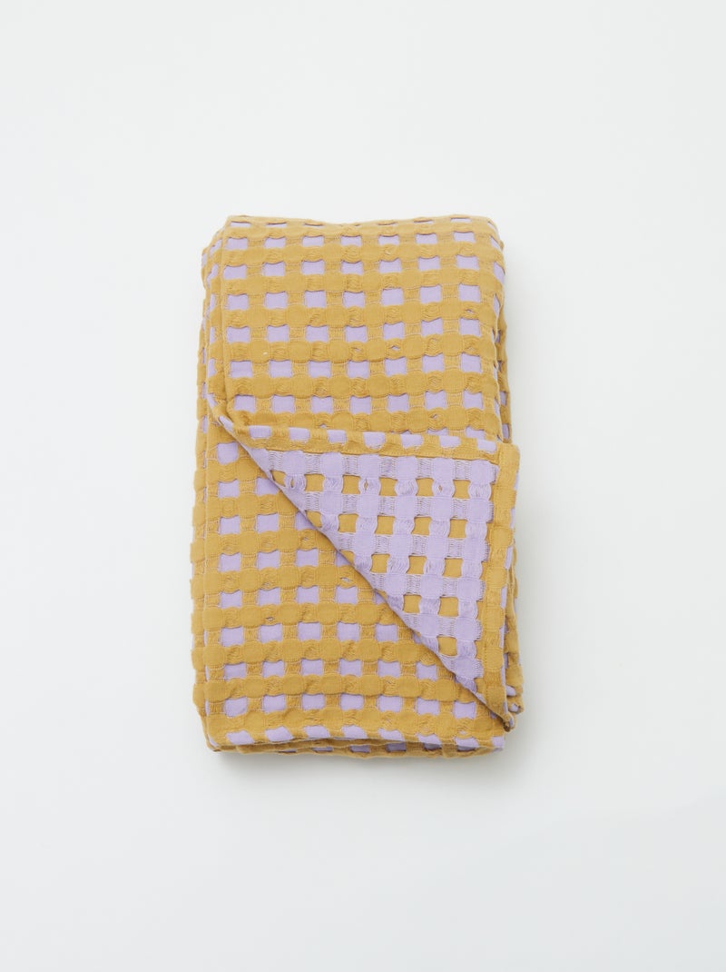 Tweekleurige plaid met gewafeld design (180 x 200 cm) PAARS - Kiabi