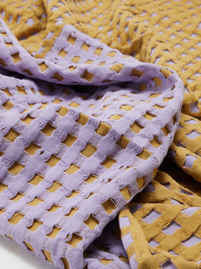 Tweekleurige plaid met gewafeld design (180 x 200 cm) PAARS - Kiabi