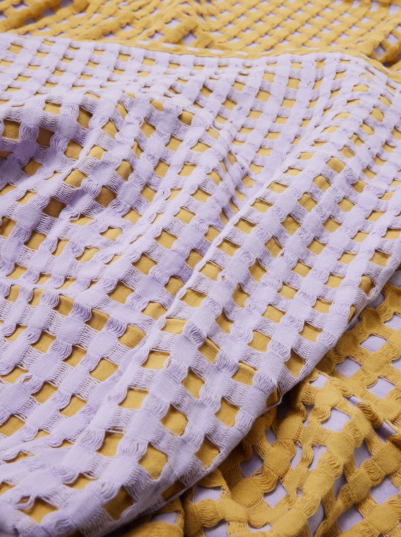 Tweekleurige plaid met gewafeld design (180 x 200 cm) PAARS - Kiabi