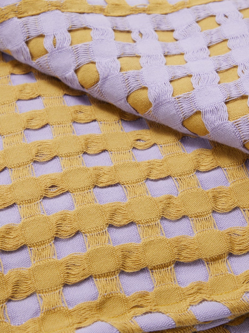 Tweekleurige plaid met gewafeld design (180 x 200 cm) PAARS - Kiabi