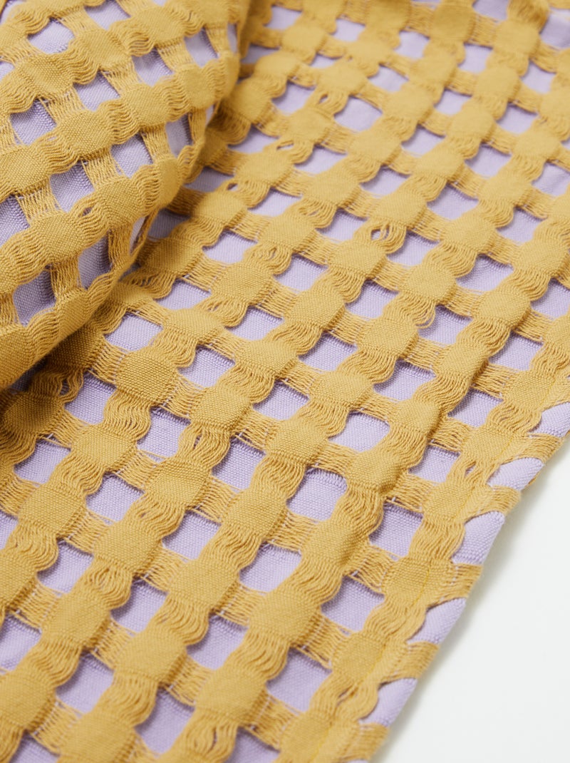 Tweekleurige plaid met gewafeld design (180 x 200 cm) PAARS - Kiabi