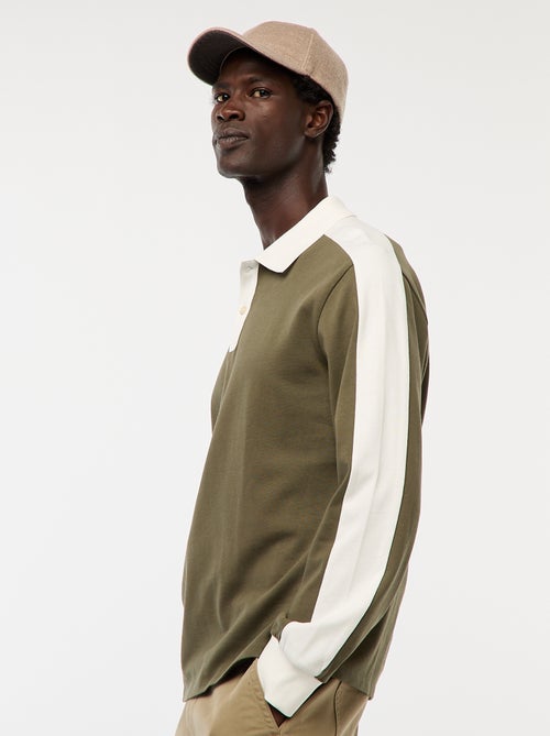 Tweekleurige polo met lange mouw - Kiabi Tweekleurige polo met lange mouw - Kiabi