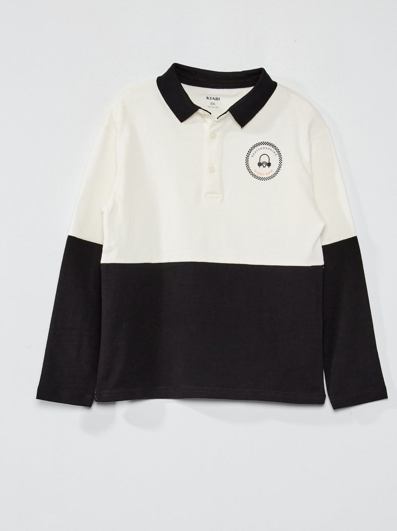 Tweekleurige polo WIT - Kiabi
