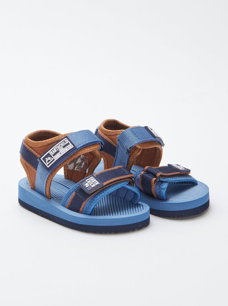 Tweekleurige sandalen met klittenbanden BLAUW - Kiabi