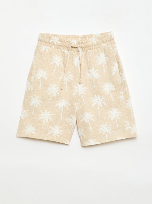 Tweekleurige short met elastische taille van katoen - Kiabi