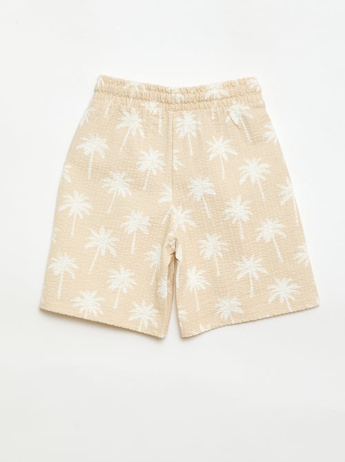 Tweekleurige short met elastische taille van katoen - Kiabi