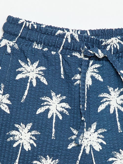 Tweekleurige short met elastische taille van katoen - Kiabi