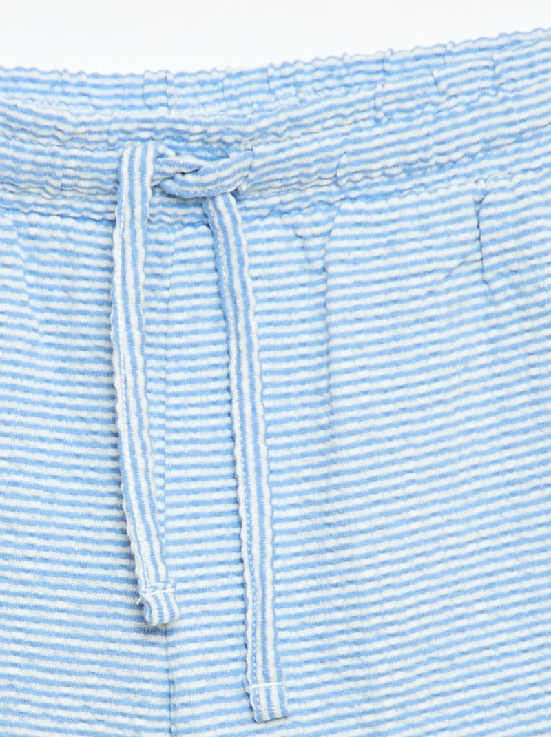 Tweekleurige short met elastische taille van katoen Blauw - Kiabi
