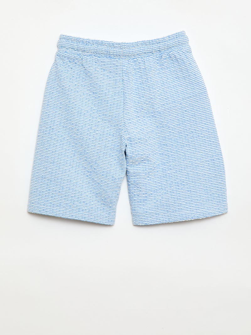Tweekleurige short met elastische taille van katoen Blauw - Kiabi