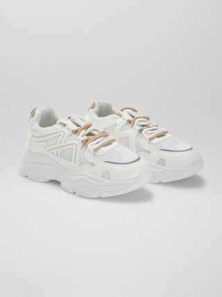 Tweekleurige sneakers met dikke zool