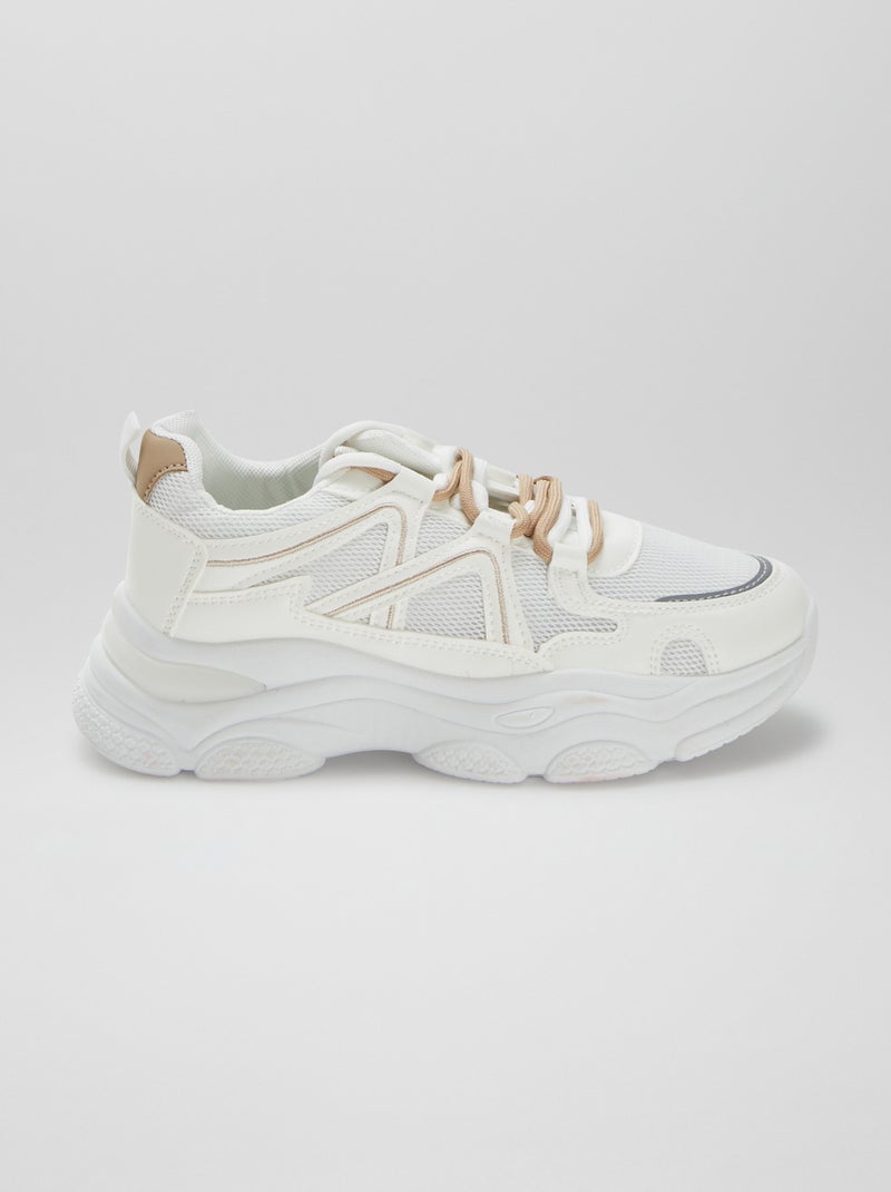 Tweekleurige sneakers met dikke zool WIT - Kiabi